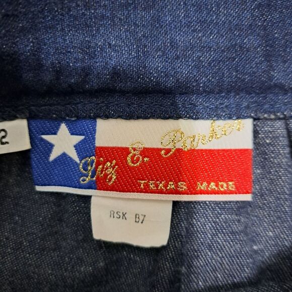 Vintage Liz E Parker Old West Praire Boho Denim Frayed Maxi Skirt Texas Sz 12 - Picture 5 of 15